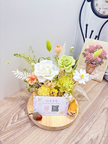柴犬永生花名片架/永生花/狗狗/柴犬/客製化/升遷/賀禮/開店/生日