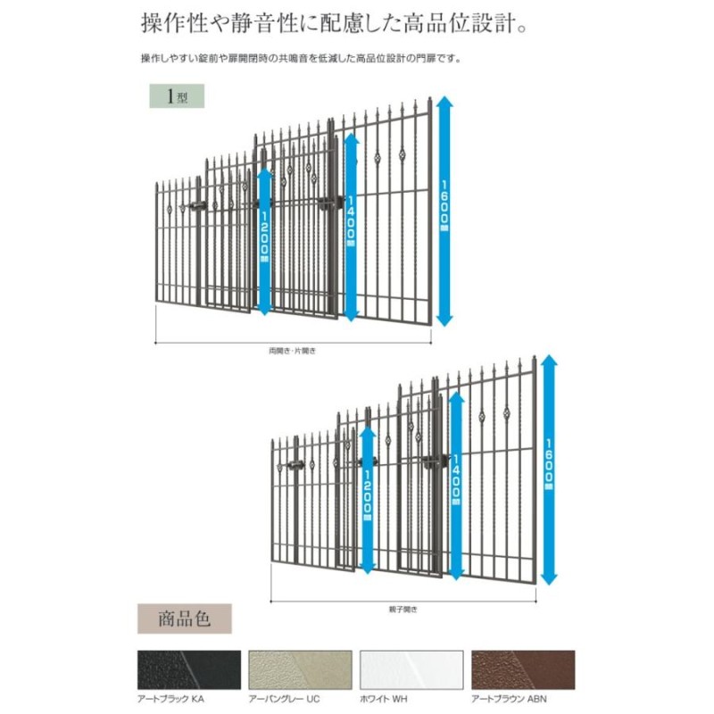 門扉 鋳物門扉 片開き おしゃれ 門扉フェンス キャスタイル 1型 ゲート 