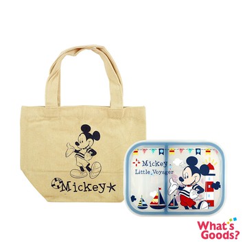 迪士尼米奇玻璃580ml雙分隔保鮮盒(附提袋)