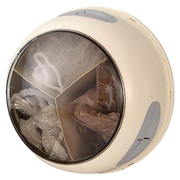 壁掛旋轉式 水槽濾網/保鮮膜套/浴帽收納盒  米色  1個