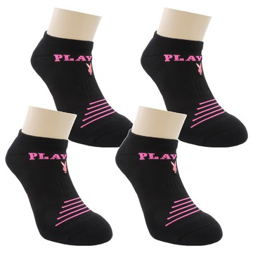 PLAYBOY 女款螢光隱形運動襪  23~25cm  桃紅/黑色  2組