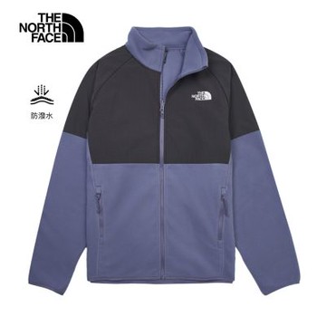 【The North Face 官方旗艦】北面男款藍色DWR防潑水抓絨外套｜8FHYGFI