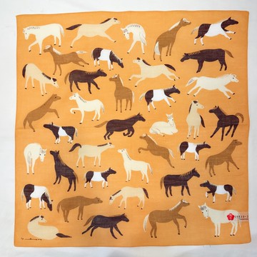 京都手帕-洛花系列-萬馬奔騰