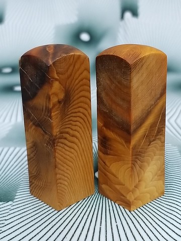 台灣檜木6分閃光印章 1對 6*1.8cm正方 420元~C3