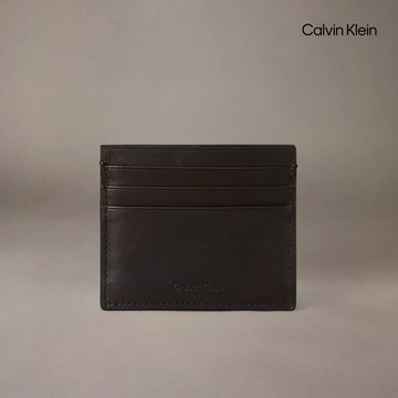 【Calvin Klein】 CK CK 嵌飾票卡夾_灰色