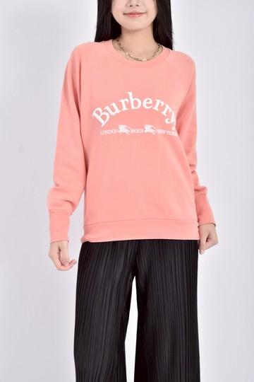 (M) burberry質感棉質純棉logo橘色長袖上衣