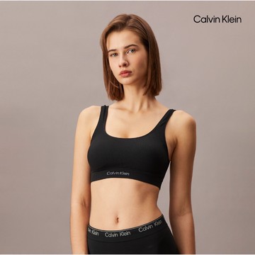 【Calvin Klein】 CK 無縫羅紋針織薄襯無鋼圈胸圍 _黑色