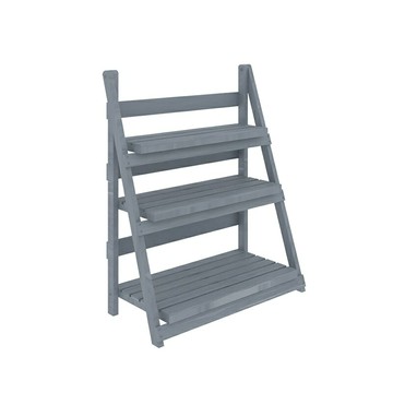 免運戶外多層階梯花架陽臺實木置物架灰色折疊防腐木多肉室內落地花盆