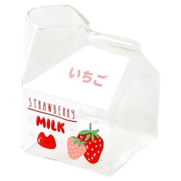 日式創意可愛玻璃牛奶杯  350ml  多款可選  款式隨機  1個