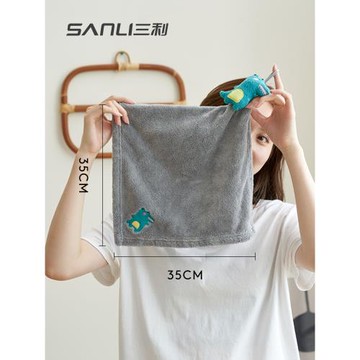 三利掛式擦手巾四方毛巾比純棉吸水速干可愛家用廚房搽洗臉小方巾