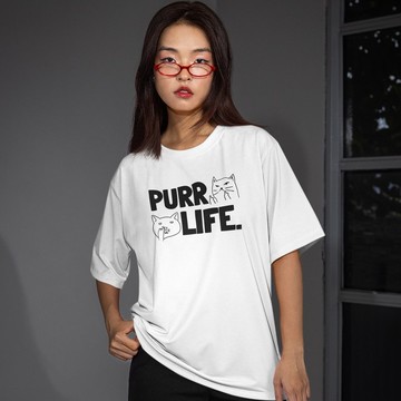 PURR LIFE 中性短袖T恤 白色 休閒禮物文青穿搭設計貓咪毛小孩