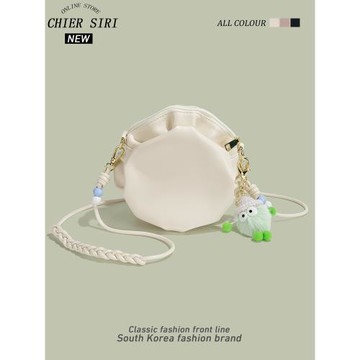 CHIER正品可愛女生褶皺小圓包高級感小包包女2025新款單肩斜挎包