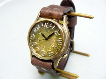 On Time3-B HandCraftWatch 男士黃銅 32 毫米浮動索引（355 Yaki / BR）