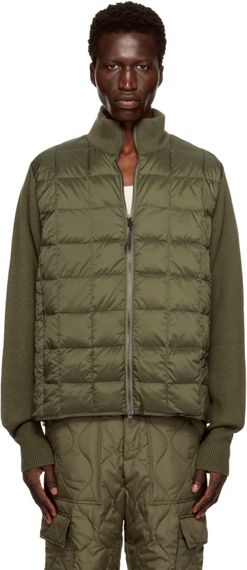 TAION 卡其色 Basic High Neck W Zip Knit Sleeve 羽绒夹克