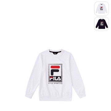 【FILA】KIDS 孩童款 長袖圓領上衣-白色 1TEX-8901-WT