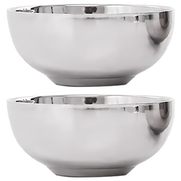 HIKARI 日光生活 H350 13cm 銀色 不鏽鋼 雙層隔熱碗  2個