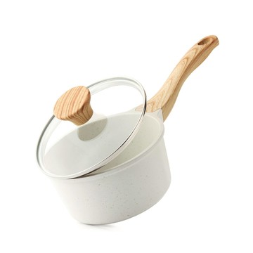 SENSARTE JP-SA-NG5716PW 16cm 不沾單手鍋 大理石紋不沾塗層 IH瓦斯爐適用 白色