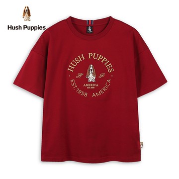 Hush Puppies T恤 女裝經典立體品牌刺繡狗短版T恤