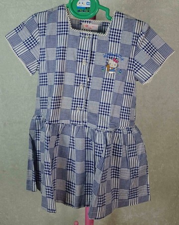【震撼精品百貨】Hello Kitty 凱蒂貓~童裝_洋裝_格子_藍