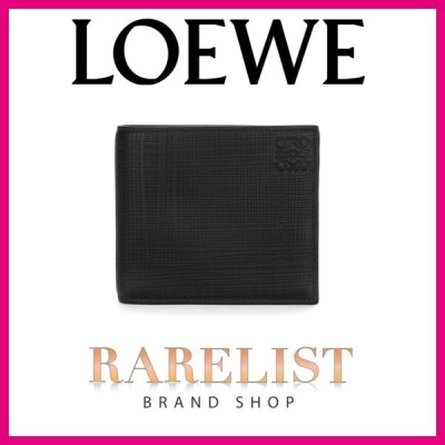 ロエベ LOEWE 財布 小財布 二つ折り ブラック ロゴ レザー 本革 エンボス