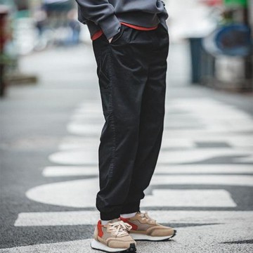 馬登工裝美式復古中腰黑色束腳褲抽繩哈倫休閑褲燈籠褲長褲子男秋