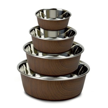 美國 Durapet® 木紋不銹鋼防滑寵物碗 (深木紋)Woodgrain Bowl-Dark Brown