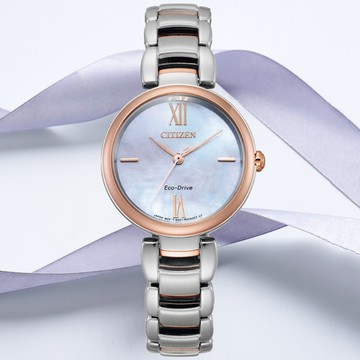 CITIZEN星辰 L系列 光動能白蝶貝氣質腕錶 28.7mm/EM0536-84Y