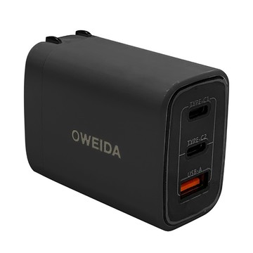 OWEIDA 歐威達 67W 氮化鎵快速充電頭 多孔輕巧又便捷 90°折疊  黑色  1個