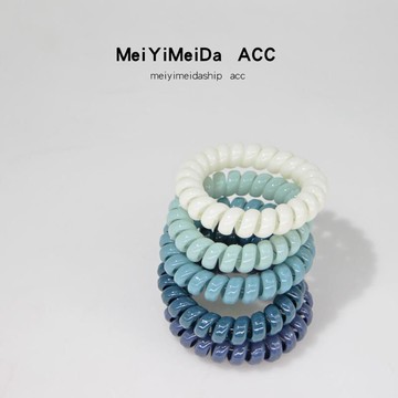 清新色一組5個電話線發繩夏天藍色頭繩發圈女網紅發飾扎馬尾發繩