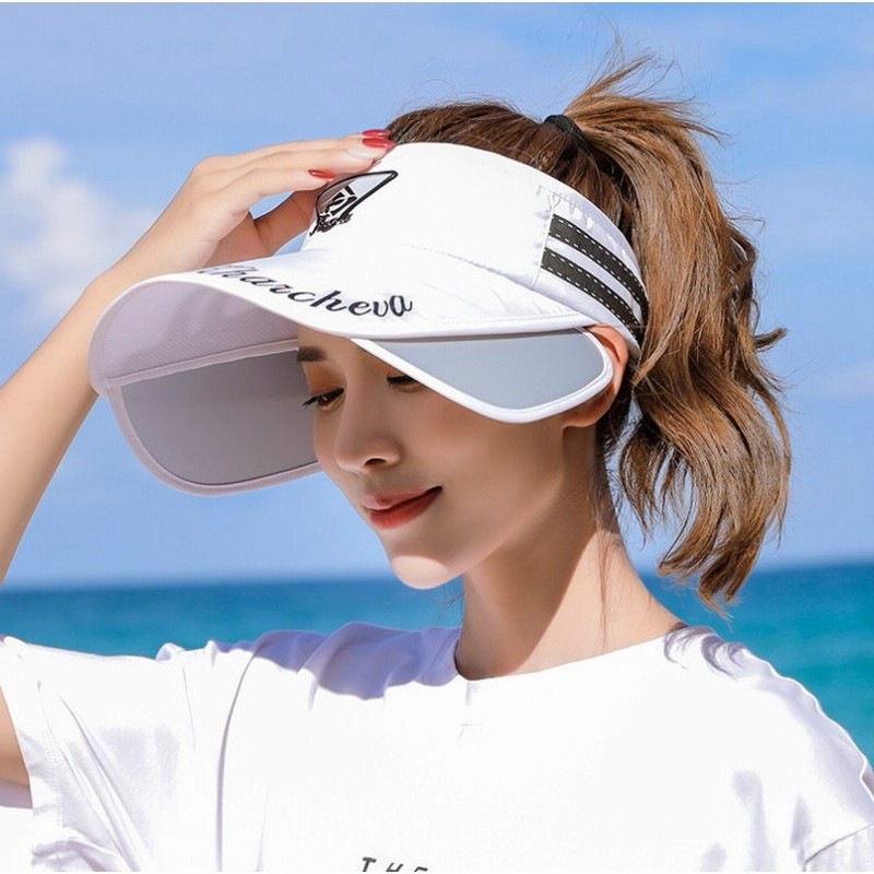 サンバイザー レディース 日焼け防止 キャップ つば収納 広範囲 ゴルフ テニス 帽子 Bousi001 通販 Lineポイント最大get Lineショッピング