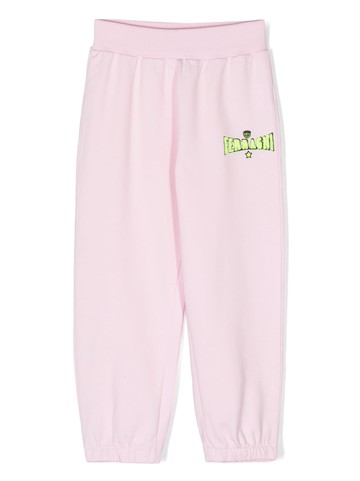 Chiara Ferragni Kids - embroidered logo sweatpants - kids - Cotton/Elastane - 4 yrs - Pink