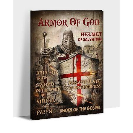 Armor of God Canvas Wall Art, Warrior Wall Art Poster, Christian Catholic Knight Picture Wall Art Decor, Religious Painting Prints, Framed Art並行輸入