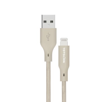TOTOLINK 強韌快充傳輸編織 USB-A - Lightning T100-AL 1M 柔霧奶  1條