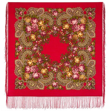 正品 Pavlovo Posad 俄羅斯披肩圍巾 柔軟 100% 羊毛 89x89 厘米 779-3