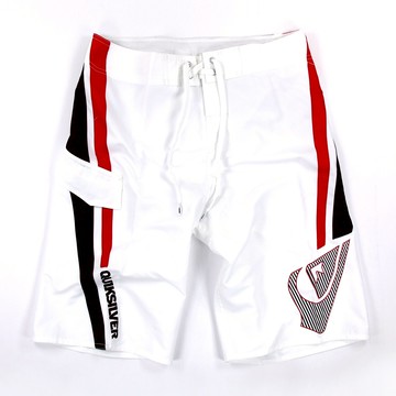 美國百分百【全新真品】Quiksilver 海灘褲 男 短褲 泳褲 沙灘褲 衝浪褲 logo 口袋 白色 紅色 29 30 31 32 38 腰 E994