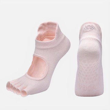 NicoFun 愛定做 露趾瑜珈襪 腳背鏤空 防滑 櫻花粉 22~24.5cm