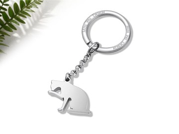 日常的小貓咪 - 正在洗臉的貓 -不鏽鋼吊飾鑰匙圈系列