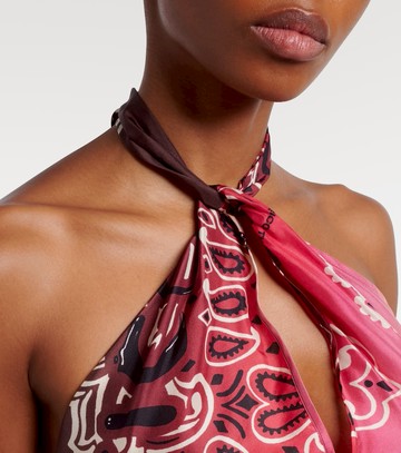 The Attico Printed halterneck silk top