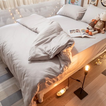 棉床本舖｜Life-芝麻豆腐(豆腐杏) ❱ 60s精梳棉-床包+兩用被 - S4單人床包+兩用被組/含枕套