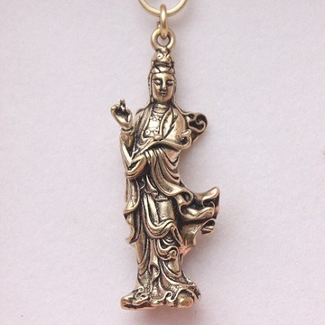 中國風銅飾如意觀音純銅鑰匙扣配件掛件吊墜精品禮品1入