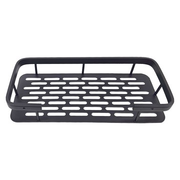 浴室置物架 瀝水簍空設計 黏貼式壁掛 升級款方形籃  黑色  1個