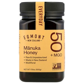 Egmont Honey, 麥盧卡蜂蜜，未加工且未經巴氏除菌，MGO 50+，17.6 盎司（500 克）