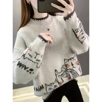 秋冬13歲女孩中大童圓領外穿毛衣