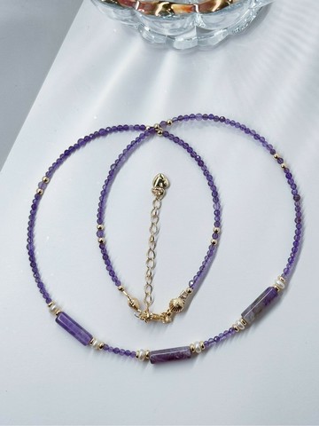 【能量項鍊 ♡ 手鍊】♡ 靈性之語｜紫水晶 × 珍珠 水晶手鍊 水晶 能量手鍊 #42