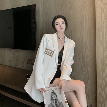 韓版慵懶風寬松氣質西服外套女春季新款炸街網紅高級感氣質小西服