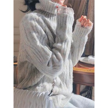 高領套頭麻花毛衣女秋冬2025新款溫柔慵懶風復古加厚寬松針織上衣