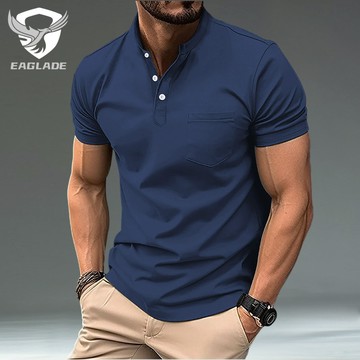 EAGLADE 男式 T 恤男式透氣 WJ12 牛仔藍 K11