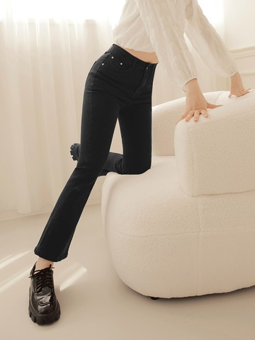 PLUS+長纖腿．彈力牛仔喇叭褲(短版/一般/加長)