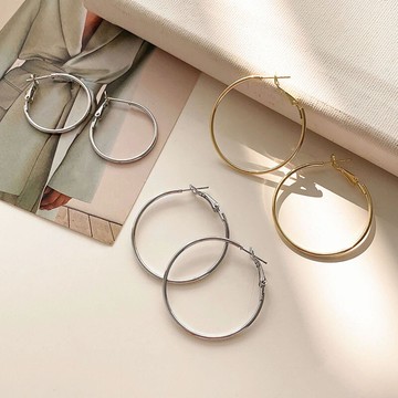 冷淡風素圈耳環2021年新款潮大圈圈高級感耳圈歐美氣質耳釘耳飾女