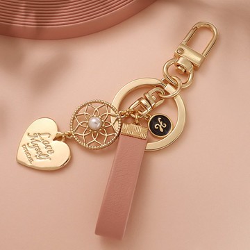 捕夢網誕生石字母皮革鑰匙圈